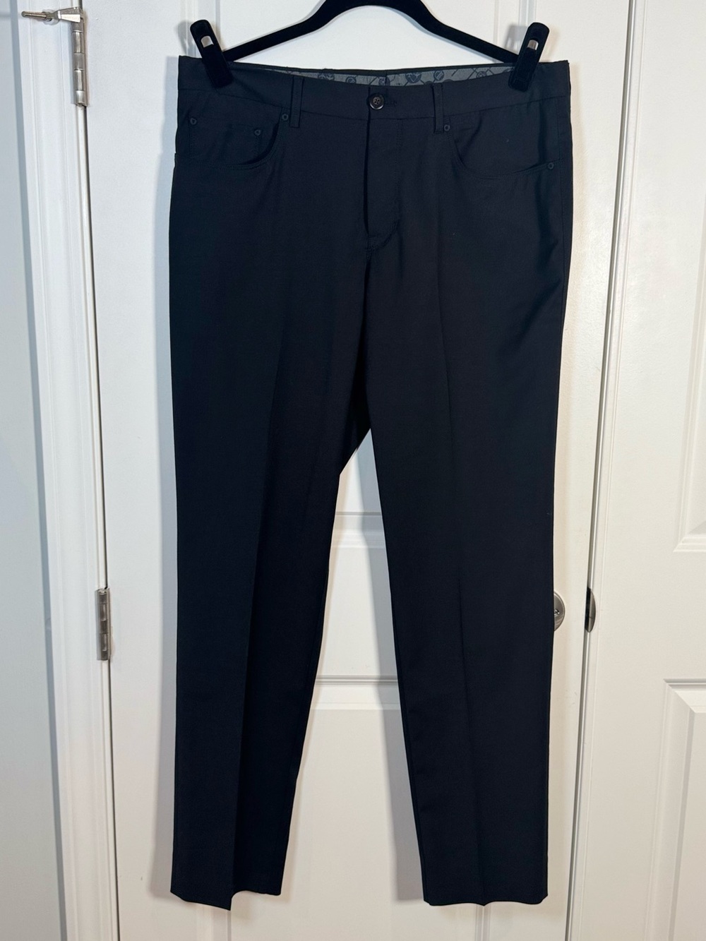PT01 Traveller Slim Fit Virgin Wool Stretch Pants 34x29 Black Italy Luxury Work